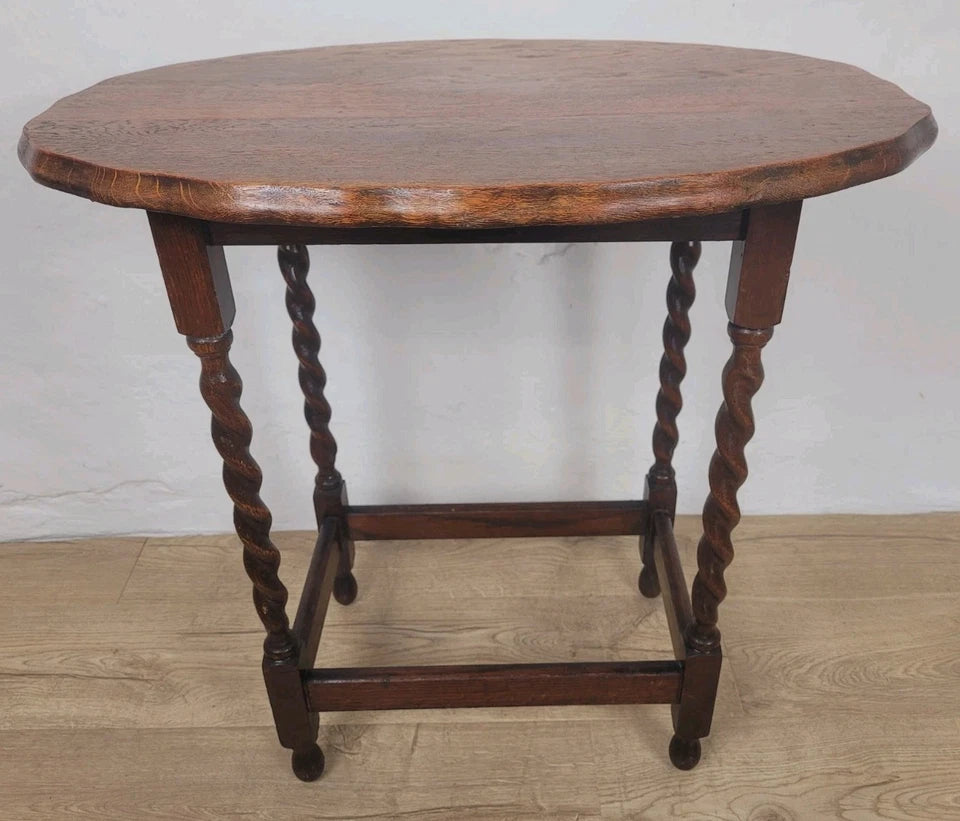 Barley Twist Occasional Table Oak Figured Country English Postage Available