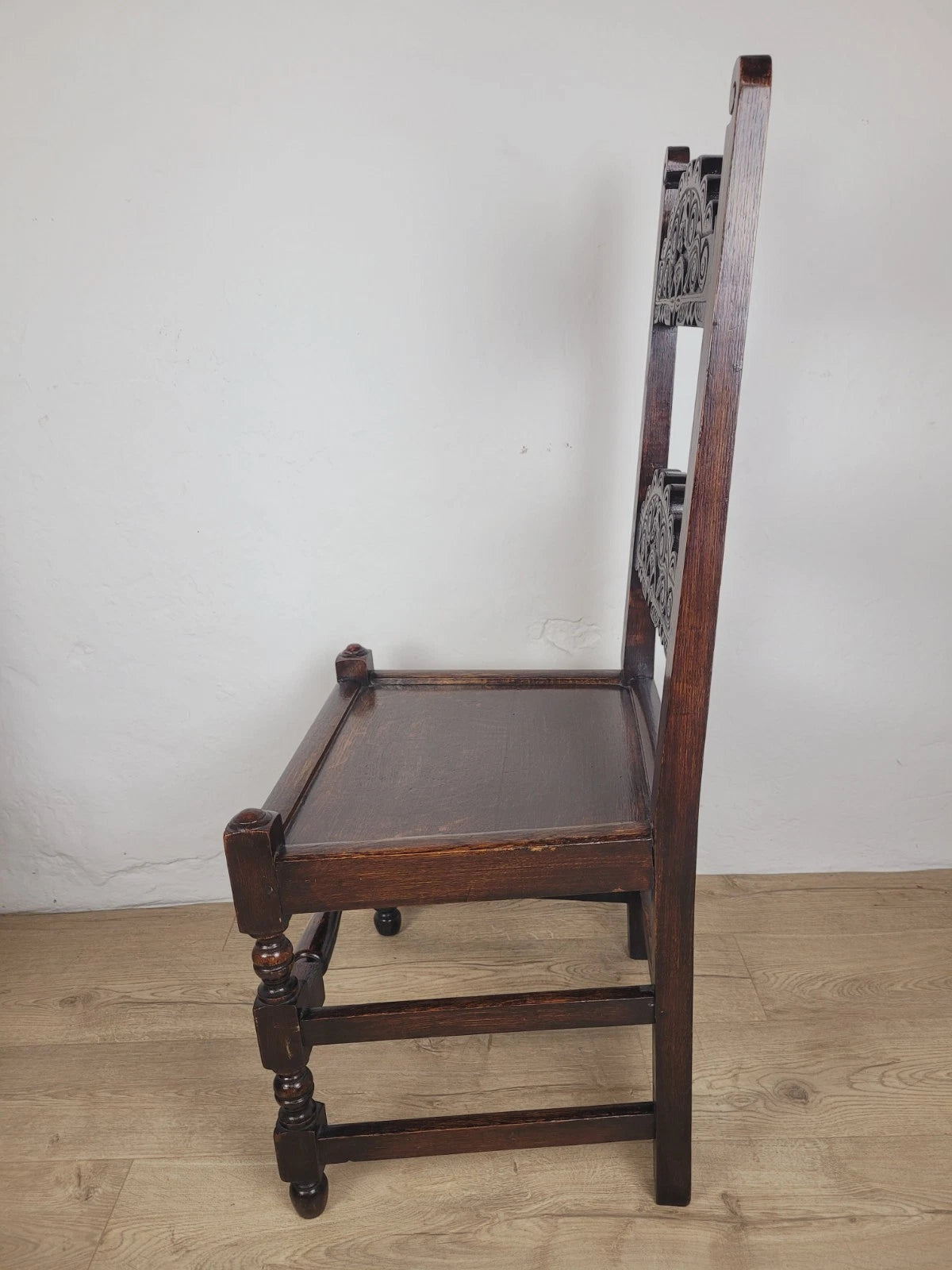 Yorkshire Side Chairs Pair Carved Farmhouse Vintage 1950s Delivery Available