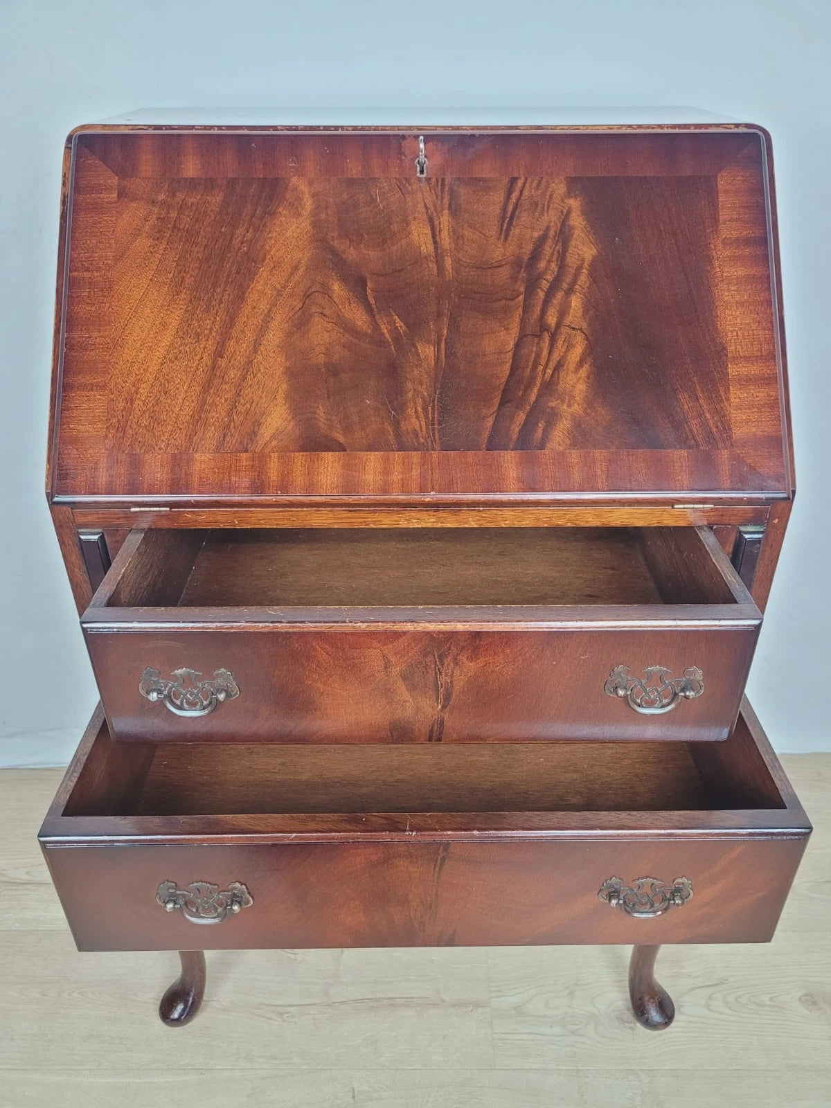 Vintage Writing Desk Bureau Ladies Queen Anne 1940 Lock & Key Delivery Available