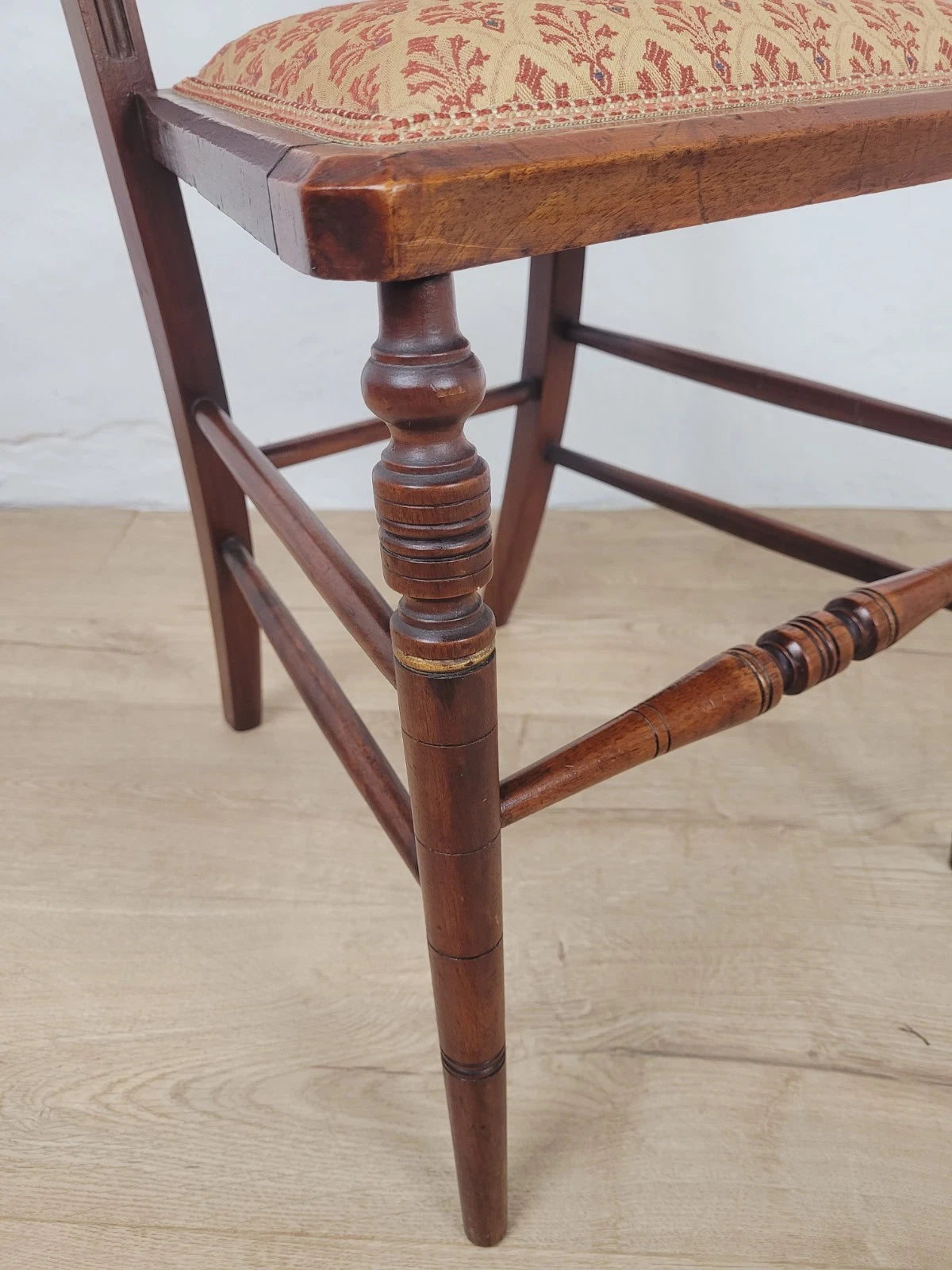 Edwardian Bedroom Chair Spindle Back Floral Upholstery Antique Postage Available