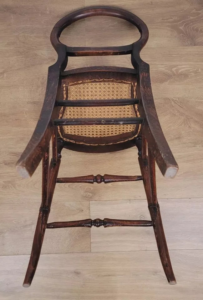 Victorian Child's High Chair Balloon Back Bergere Beech 19thC Postage Available