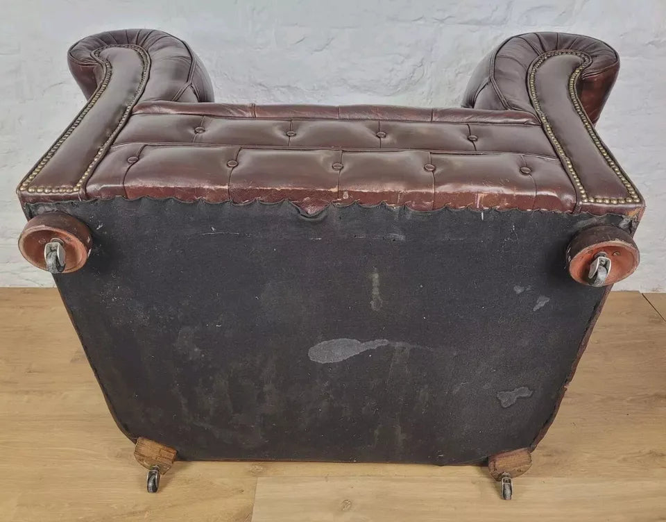 Chesterfield Club Armchair Button Back Brown Leather Delivery Available