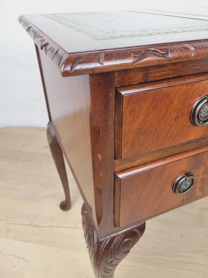 Vintage Writing Desk Leather Gilt Top Mahogany With Key Delivery Available