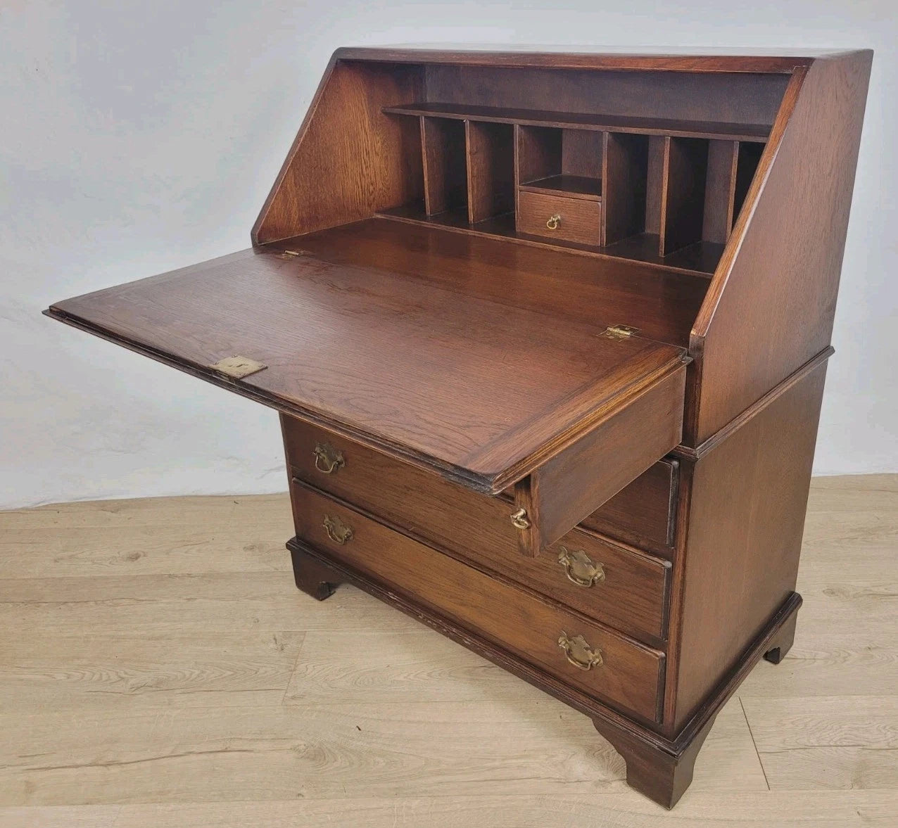 Oak Writing Bureau Desk Bevan Funnell Antique Style Handles Delivery Available