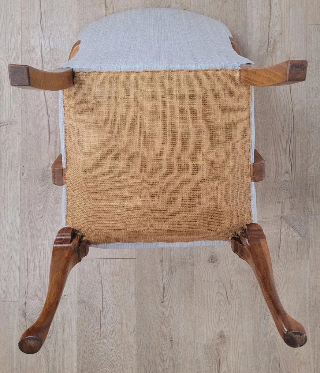 Walnut Armchair Vintage 1940s Duck Egg Blue Cabriole Legs Postage Available