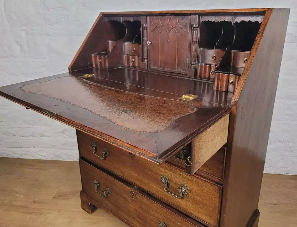 Vintage Writing Bureau Desk Hidden Storage Brass Handles Delivery Available