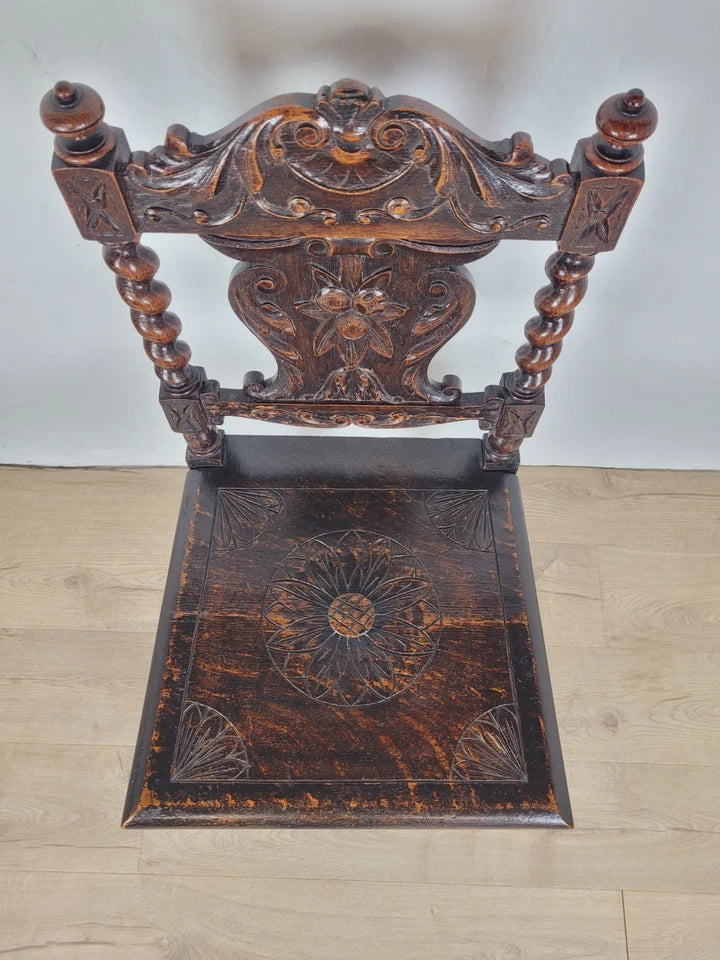 Victorian Side Chair Carved Barley Twist 17thC Styled Antique Postage Available