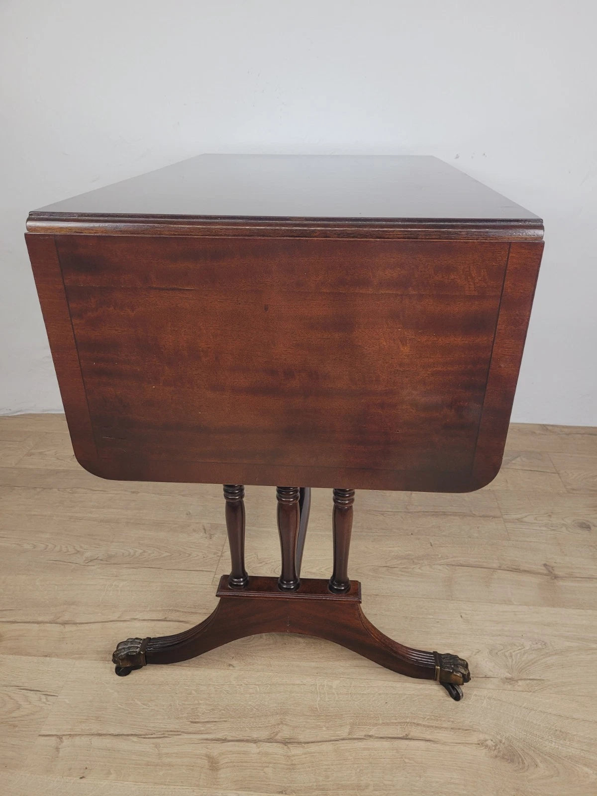 Drop Leaf Side Table Drawers Mahogany Castors Vintage 1940s Delivery Available