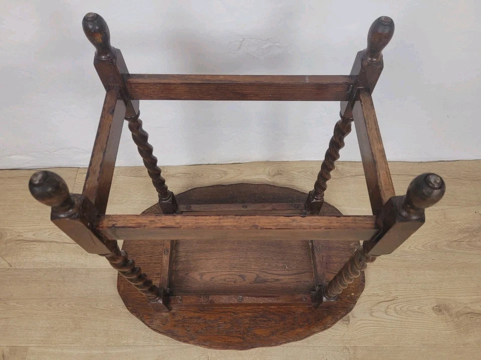 Barley Twist Occasional Table Oak Figured Country English Postage Available