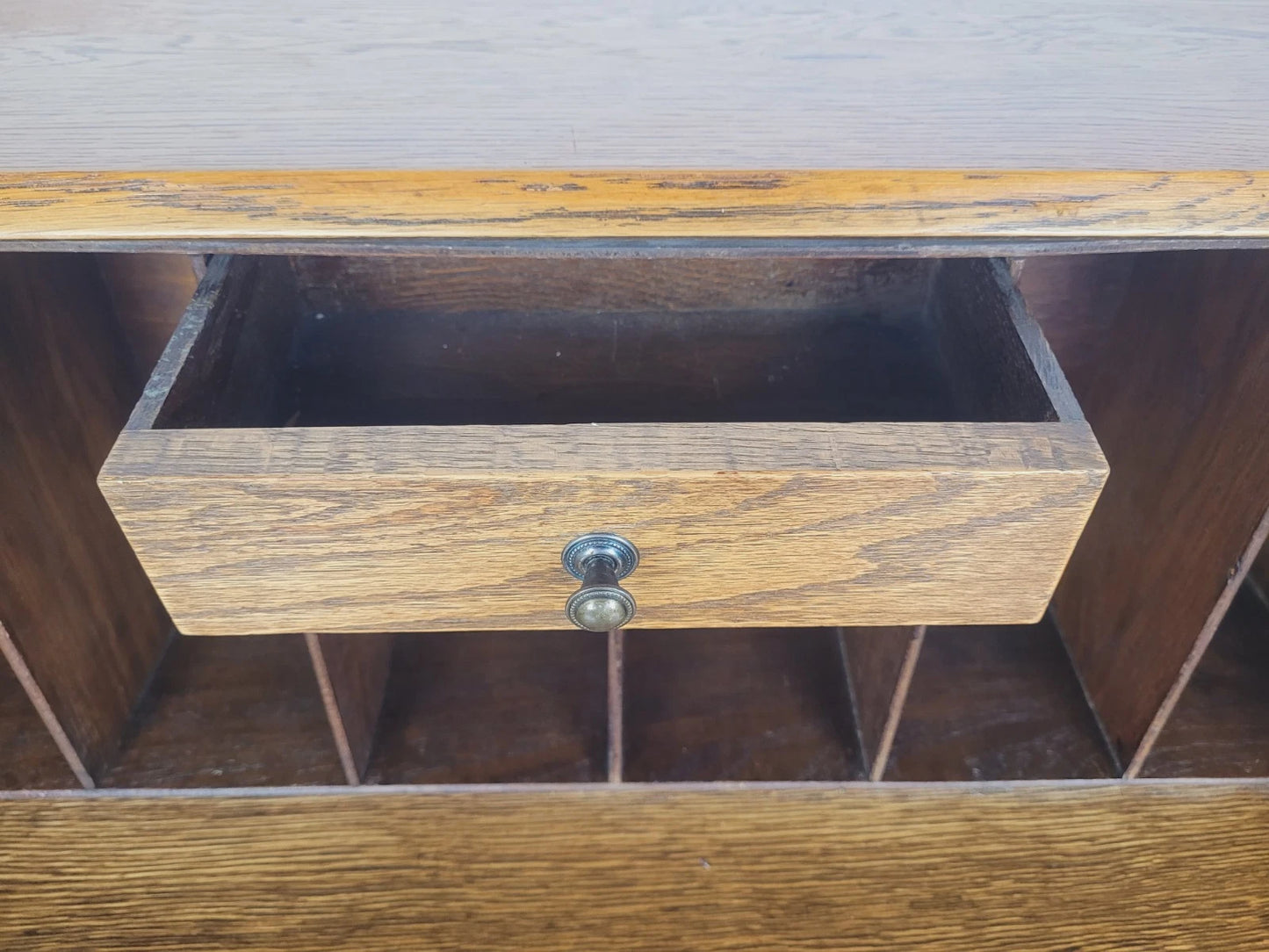 Oak Writing Bureau Desk Vintage 1950s Storage Country Rustic Delivery Available
