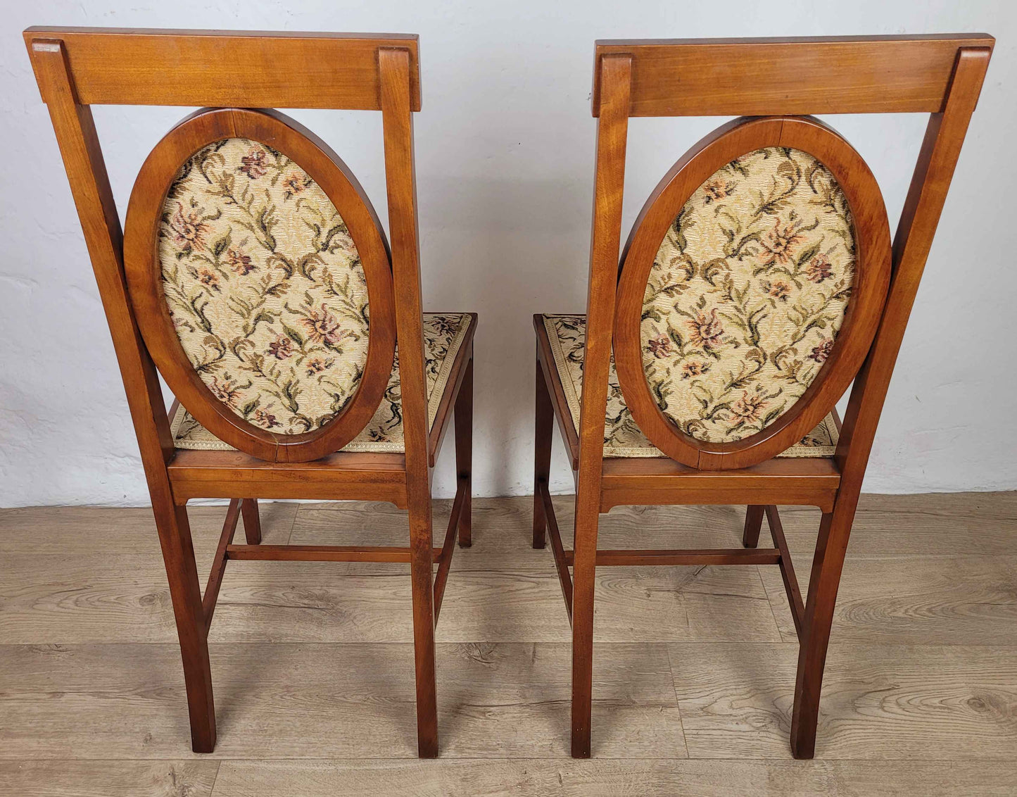 Edwardian Bedroom Chairs Oval Back Crossband Floral Upholstery Postage Available