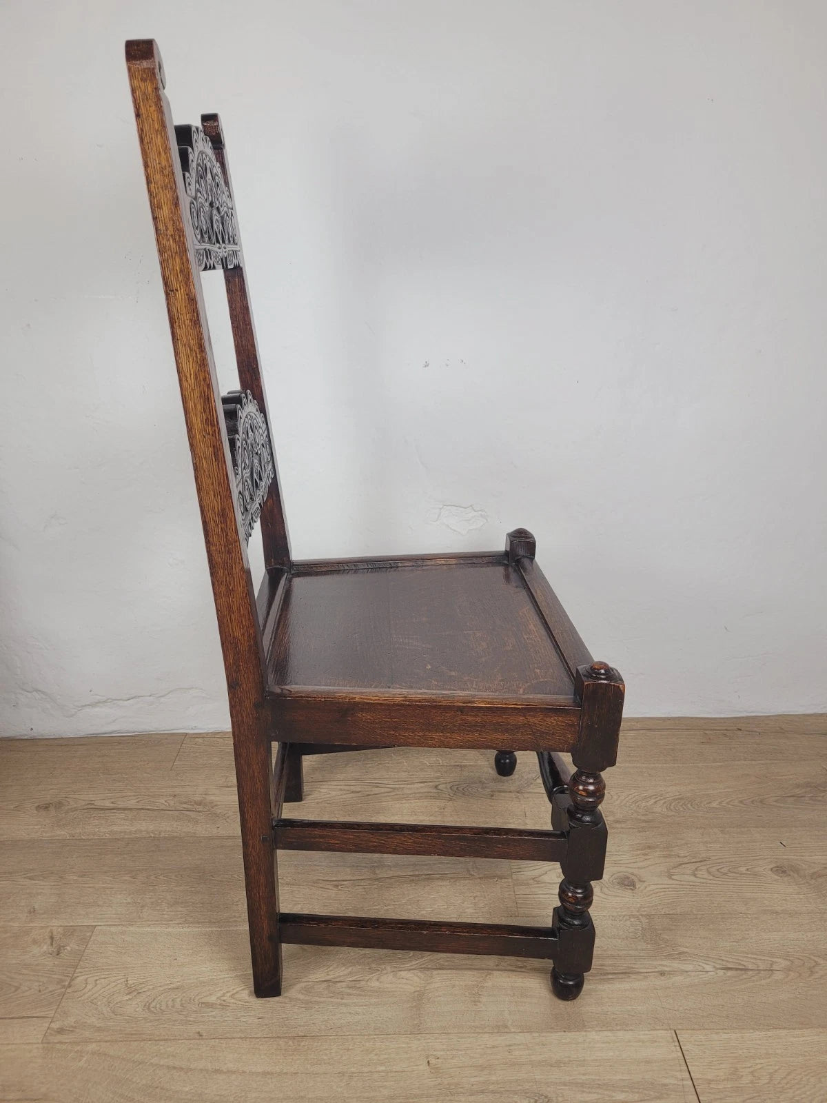 Yorkshire Side Chairs Pair Carved Farmhouse Vintage 1950s Delivery Available