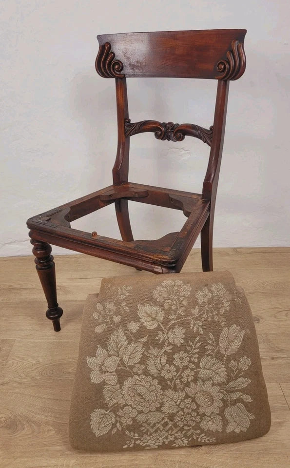 Victorian Bar Back Chair Floral Carved Needlepoint Antique Postage Available