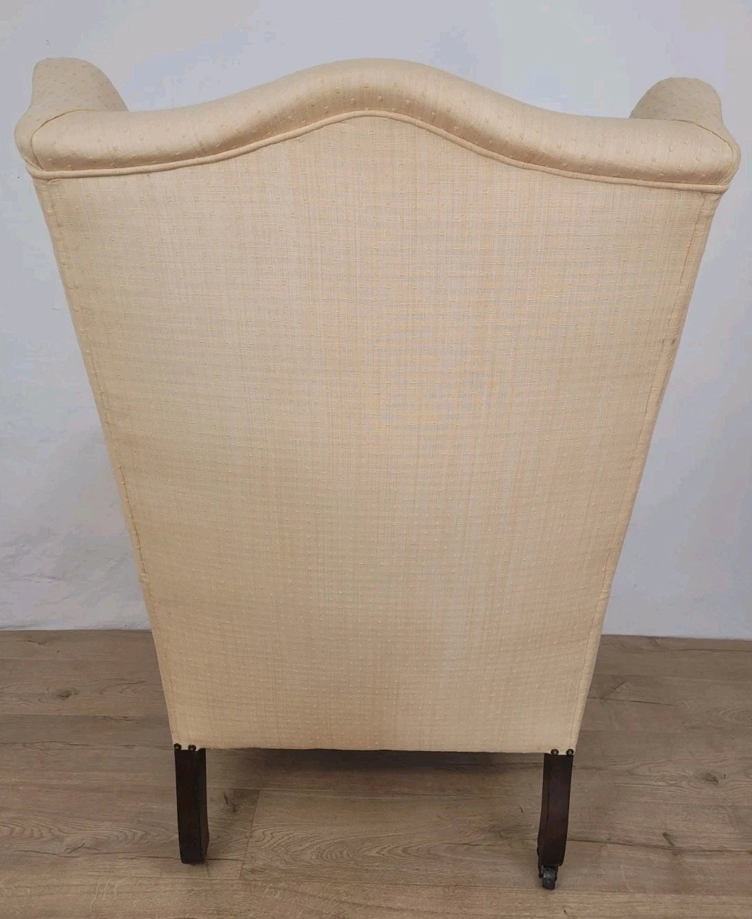Winged Armchair George III Style Apricot Upholstery Castors Delivery Available