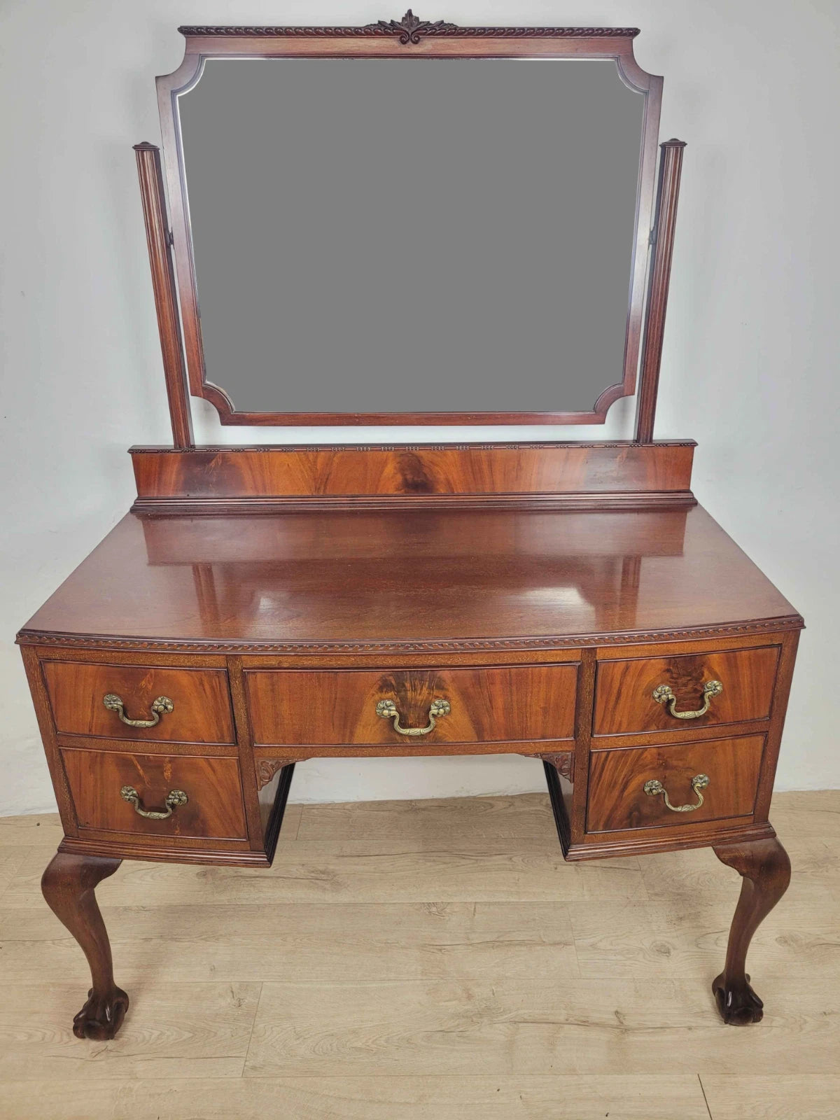 Vintage Dresser Vanity Bow Front Ball and Claw Footed 1960s Delivery Available