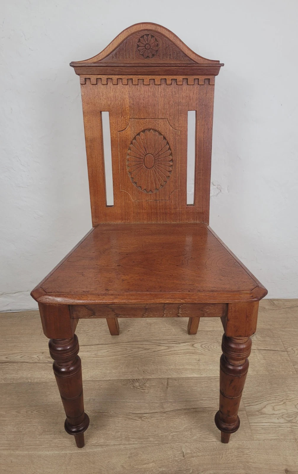 Victorian Hall Chair Chapel Carved 19thC Antique English Postage Available