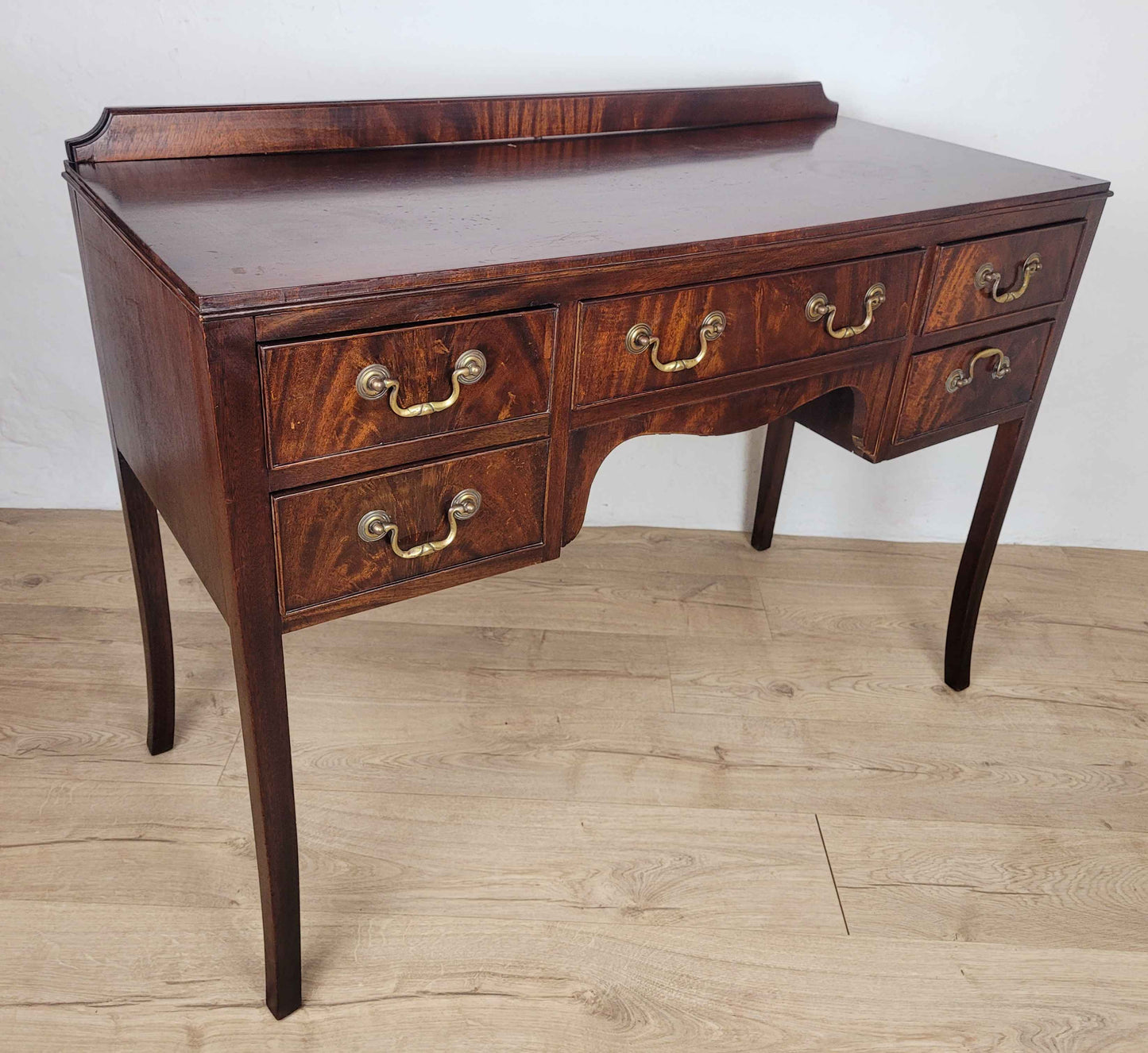 Vintage Ladies Writing Desk Mahogany 1950s Swan Neck Handles Delivery Available