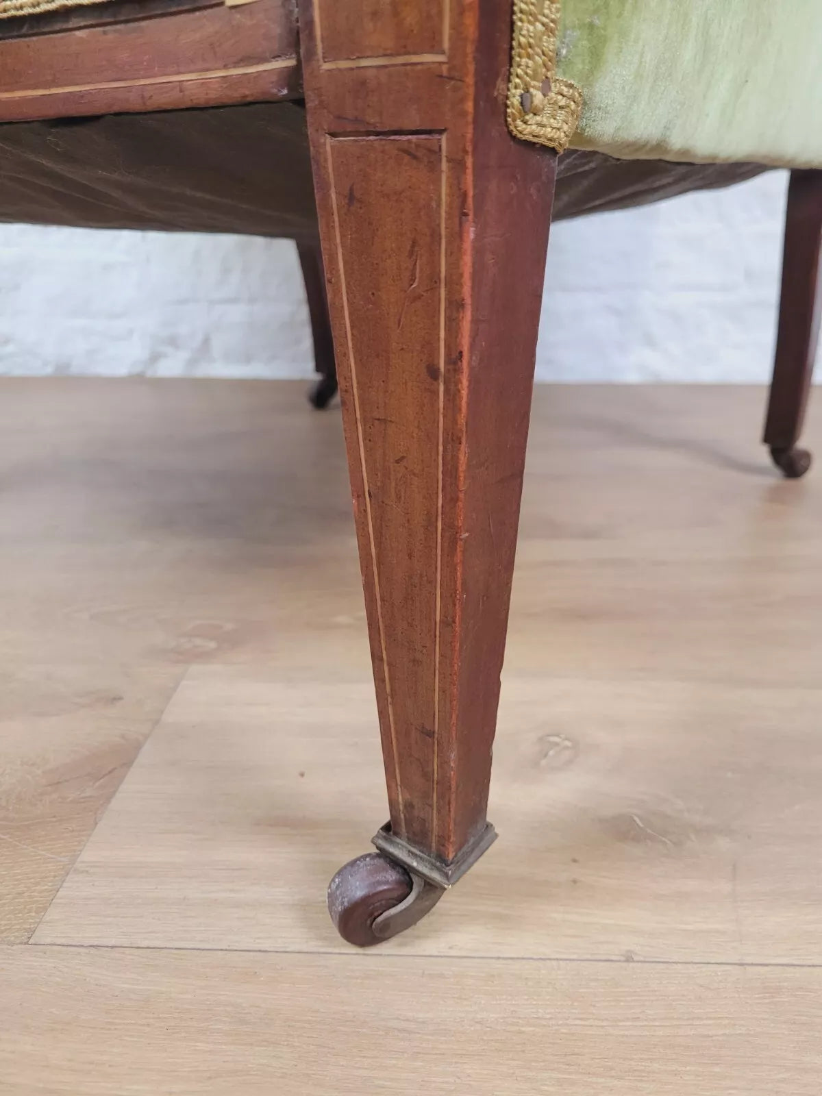 Edwardian Armchair Wing Back Patera Inlaid Castors Upholster Delivery Available