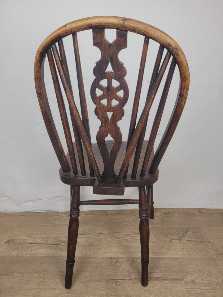 Kitchen Windsor Chair Victorian Country Wheel Back Elm Antique Postage Available