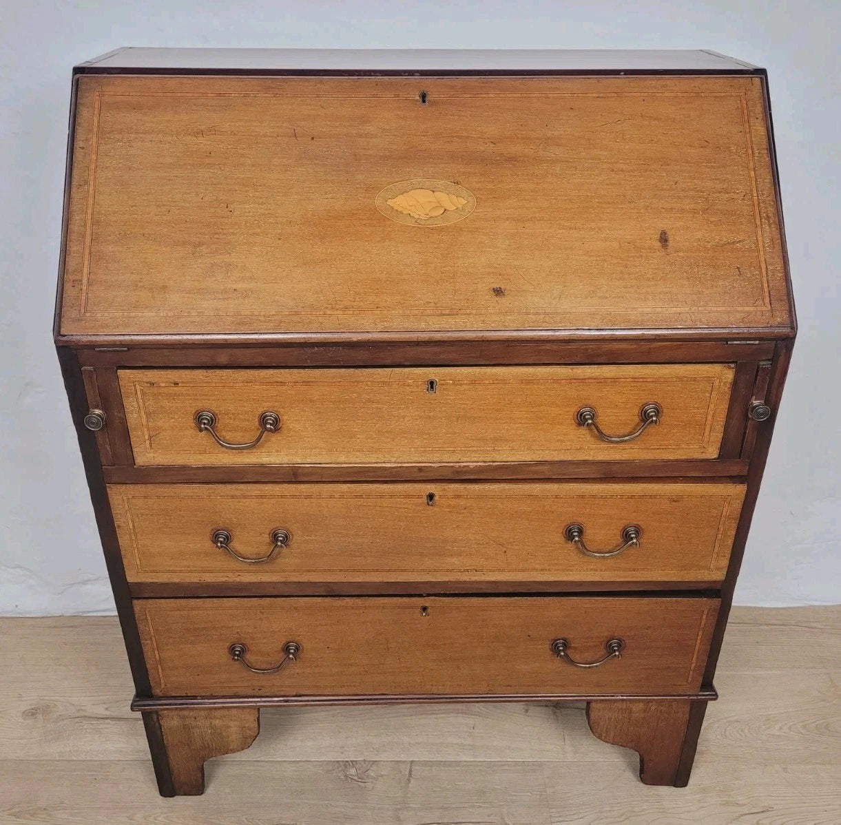 Edwardian Writing Bureau Desk Key & Lock Inlaid Antique 1910 Delivery Available