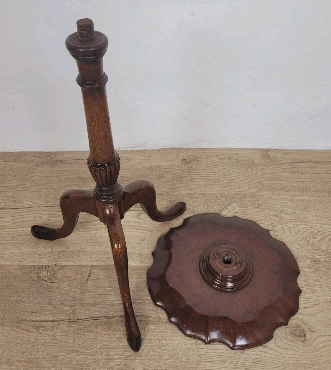 Tripod Wine Table English Scalloped Edge Antique Style 1960s Postage Available
