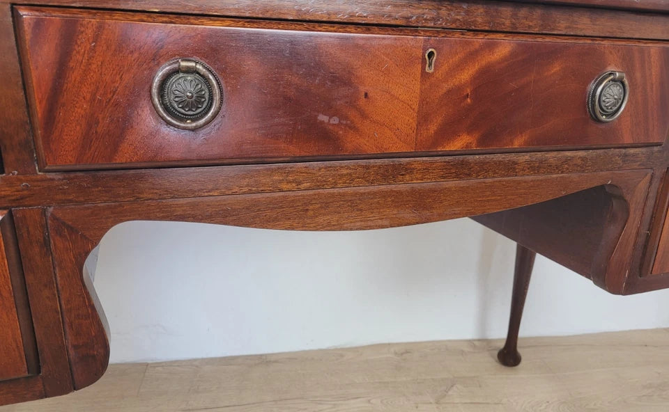 Vintage Writing Desk Leather Gilt Top Mahogany With Key Delivery Available