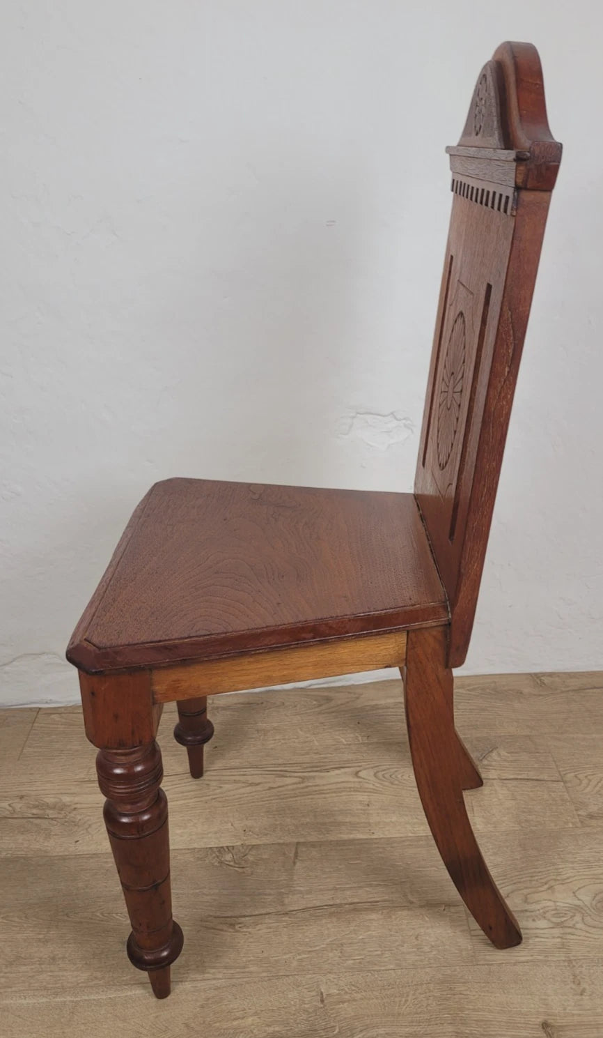 Victorian Hall Chair Chapel Carved 19thC Antique English Postage Available