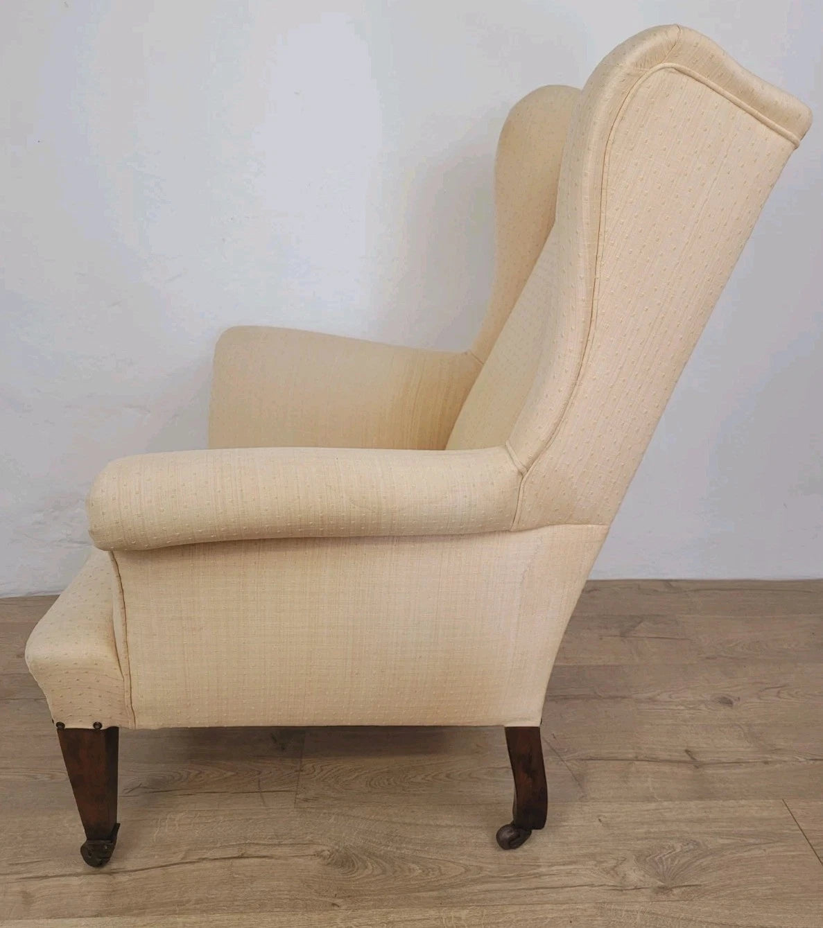 Winged Armchair George III Style Apricot Upholstery Castors Delivery Available