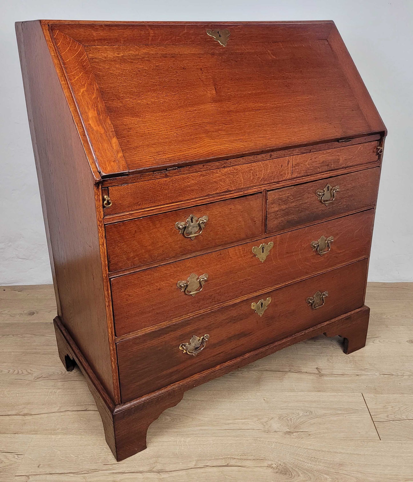 Victorian Writing Bureau Desk 19thC Oak Drop Handles Antique Delivery Available