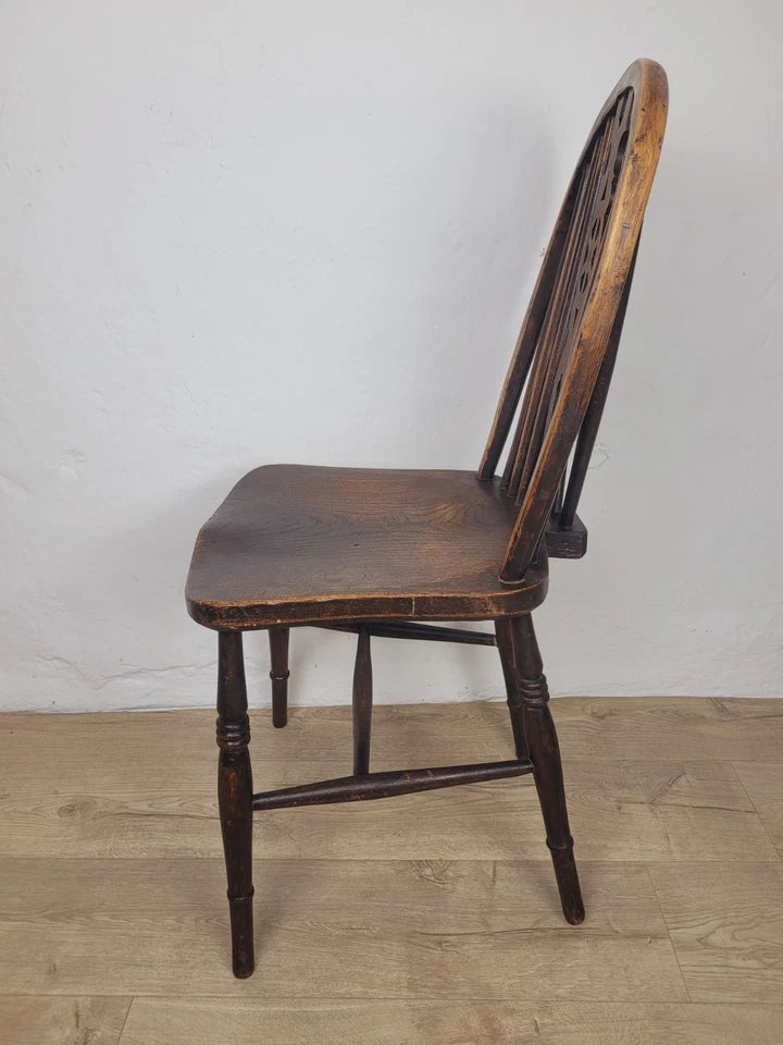 Kitchen Windsor Chair Victorian Country Wheel Back Elm Antique Postage Available