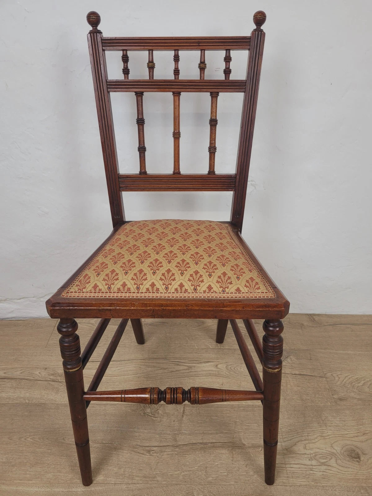 Edwardian Bedroom Chair Spindle Back Floral Upholstery Antique Postage Available