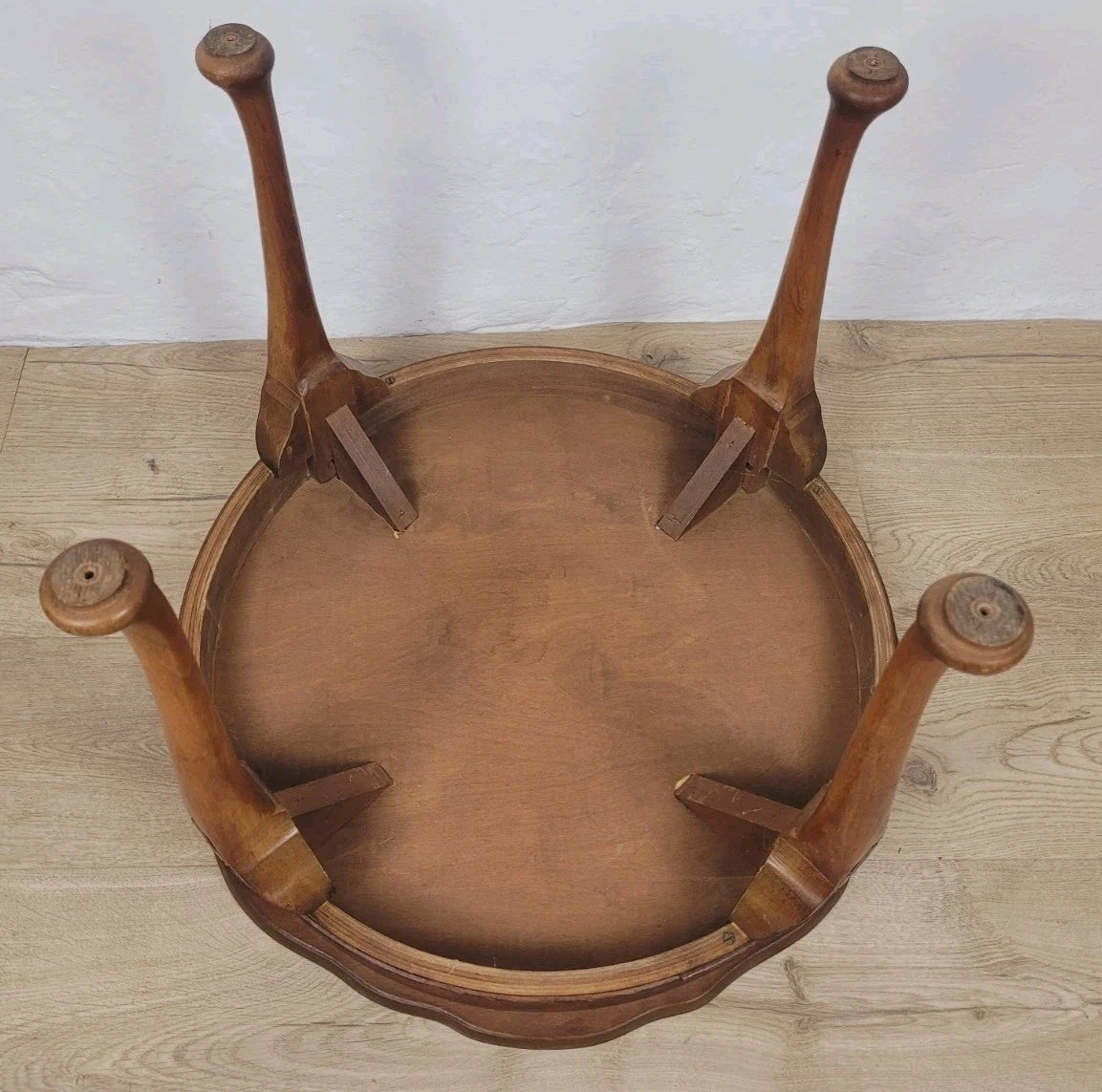 Walnut Coffee Side Table Circular Scalloped Cabriole Carved Postage Available