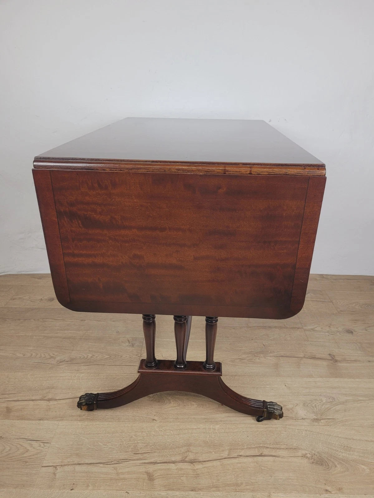 Drop Leaf Side Table Drawers Mahogany Castors Vintage 1940s Delivery Available