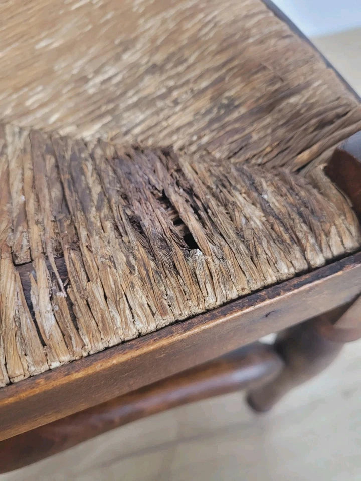 19th Century Armchair Ash & Elm Country Rush Seat Antique Postage Available