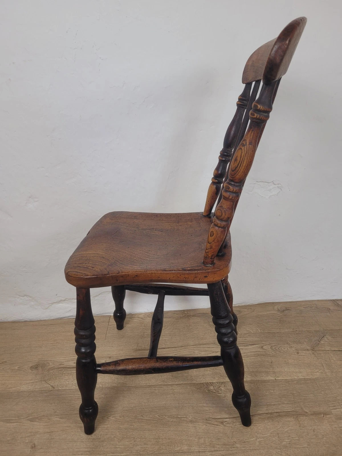 Elm Victorian Kitchen Chair Country Spindle Back Antique Postage Available