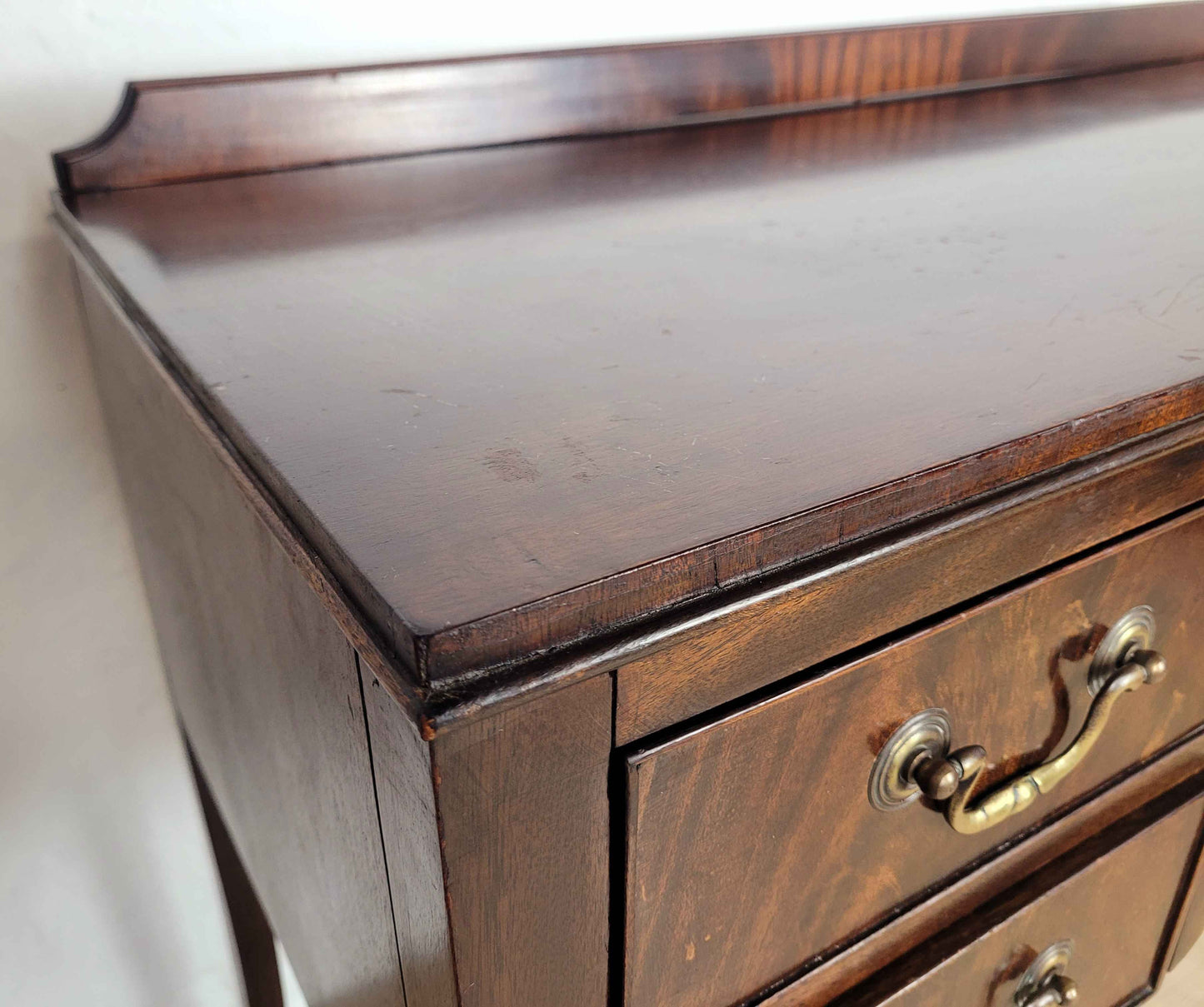 Vintage Ladies Writing Desk Mahogany 1950s Swan Neck Handles Delivery Available