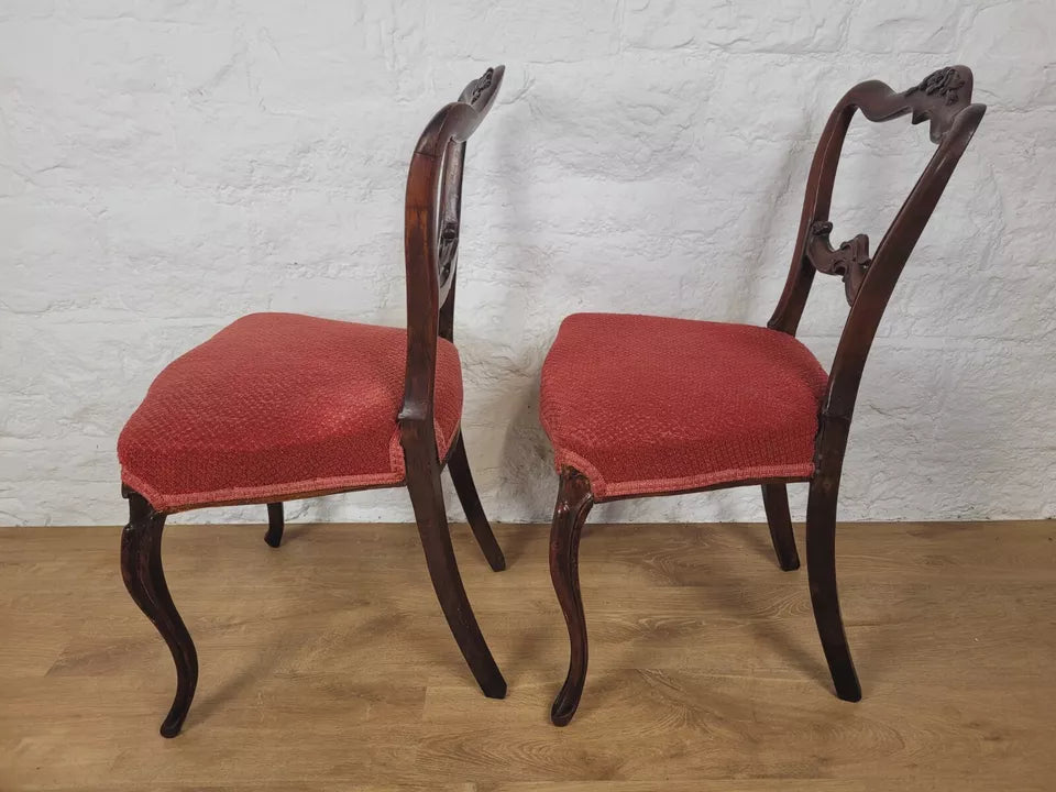 Victorian Salon Chairs Rosewood Floral Carved Cabriole Legs Postage Available