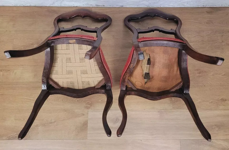 Victorian Salon Chairs Rosewood Floral Carved Cabriole Legs Postage Available