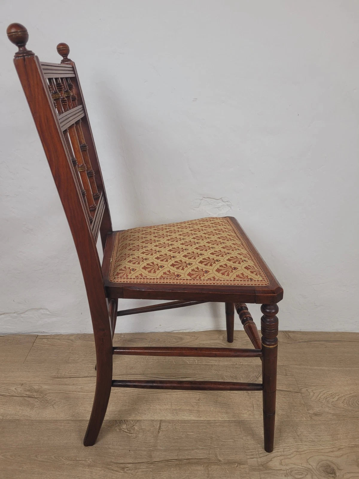 Edwardian Bedroom Chair Spindle Back Floral Upholstery Antique Postage Available