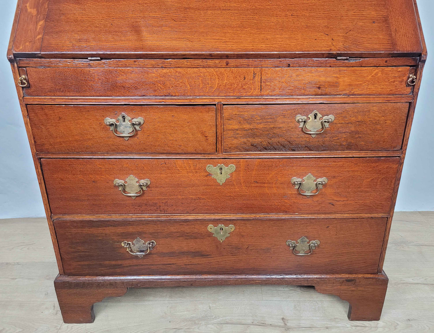 Victorian Writing Bureau Desk 19thC Oak Drop Handles Antique Delivery Available