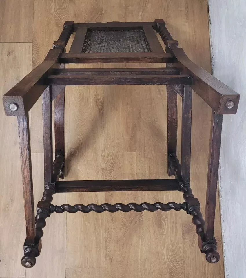 Victorian Barley Twist Armchair Carved Oak Antique Upholstered Postage Available