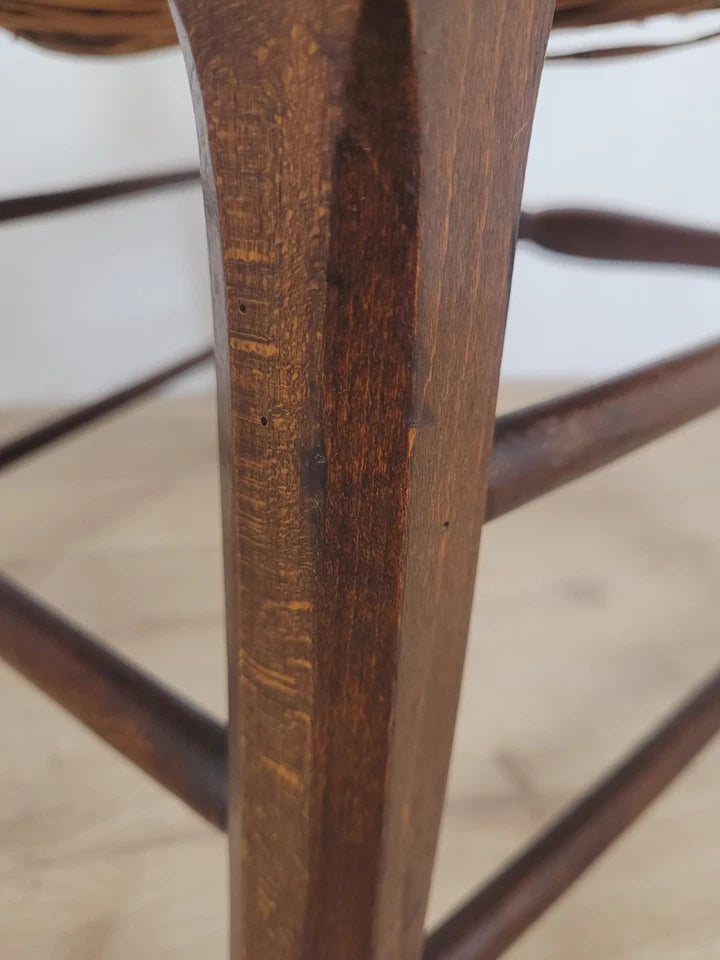 19th Century Armchair Ash & Elm Country Rush Seat Antique Postage Available