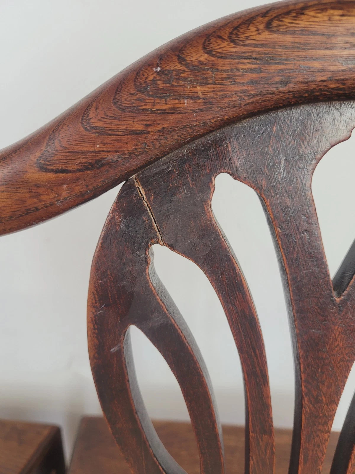 Country Kitchen Chairs Pair Pierced Back Elm 19thC Antique Postage Available