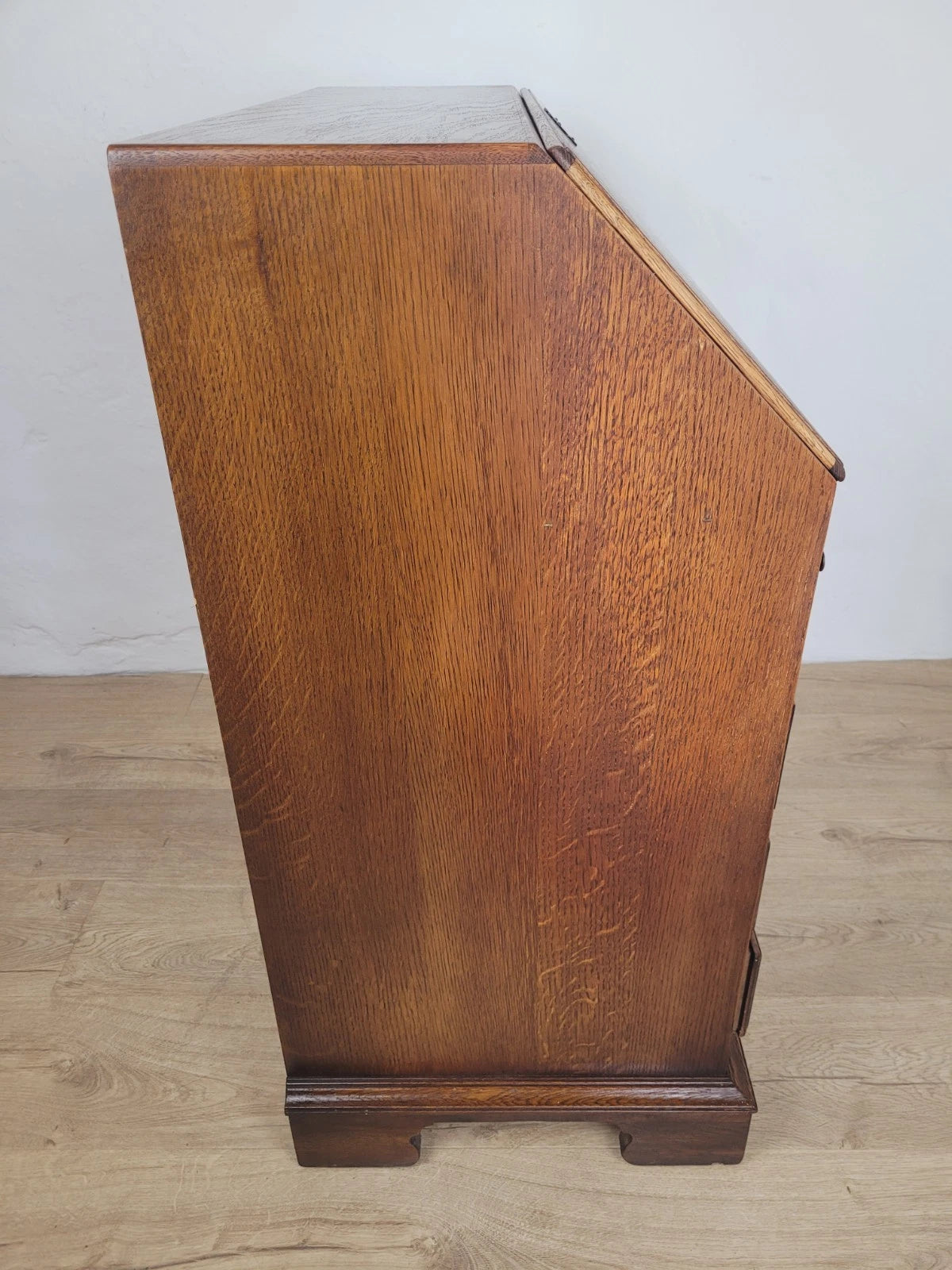 Oak Writing Bureau Desk Vintage Leather Mid Century Carved Delivery Available