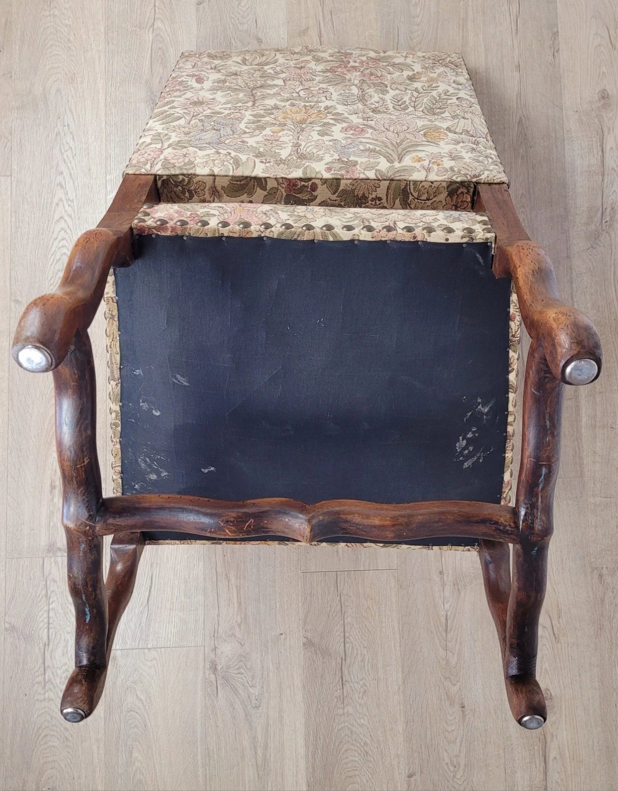 French Walnut Open Armchair 19th Century Upholstered Antique Delivery Available