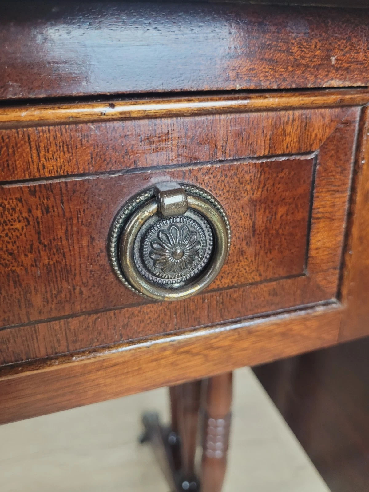 Drop Leaf Side Table Drawers Mahogany Castors Vintage 1940s Delivery Available