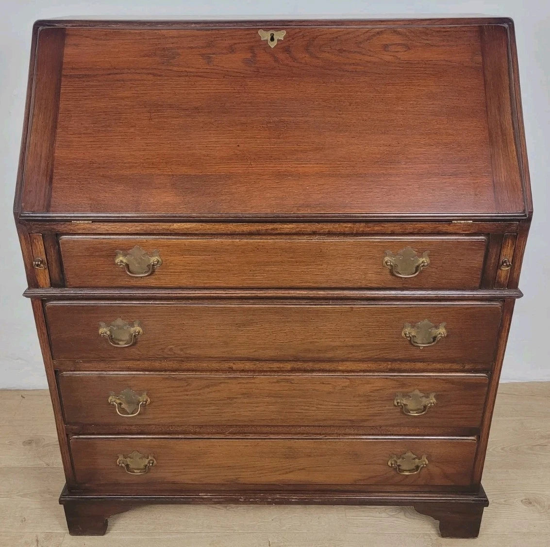 Oak Writing Bureau Desk Bevan Funnell Antique Style Handles Delivery Available