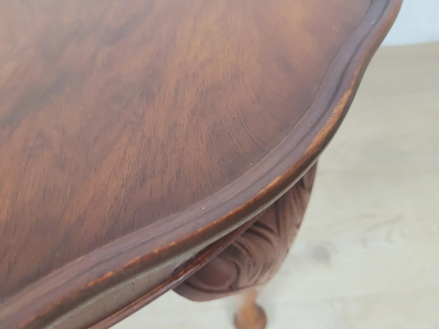 Walnut Coffee Side Table Circular Scalloped Cabriole Carved Postage Available