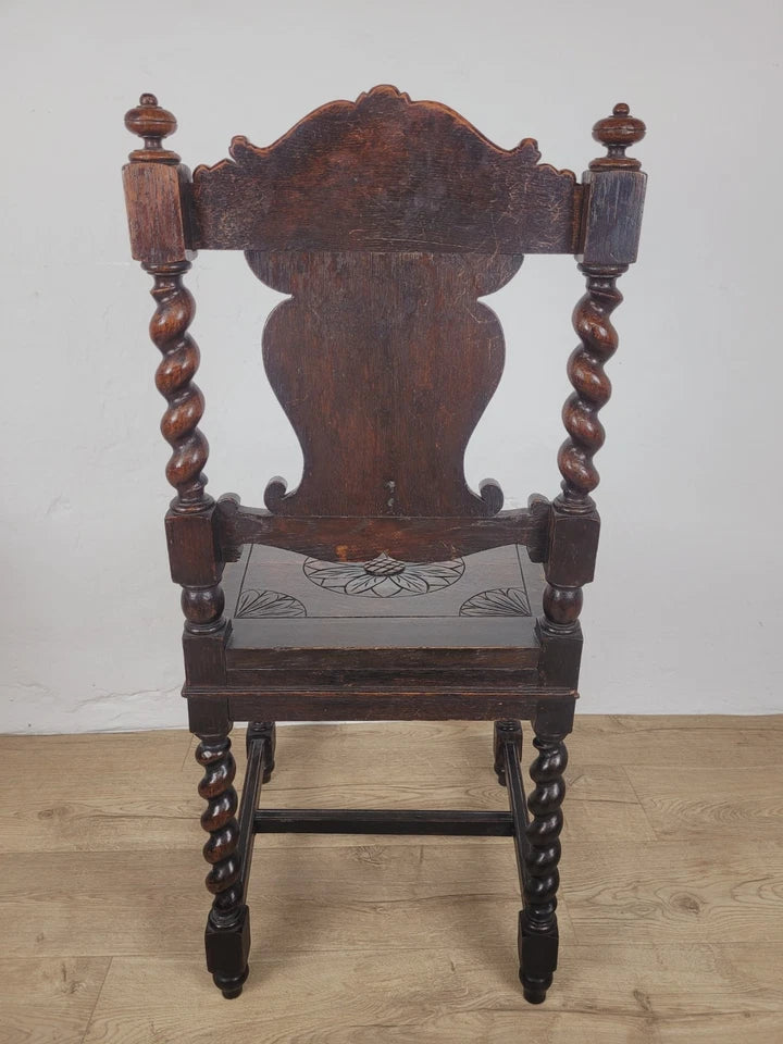 Victorian Side Chair Carved Barley Twist 17thC Styled Antique Postage Available