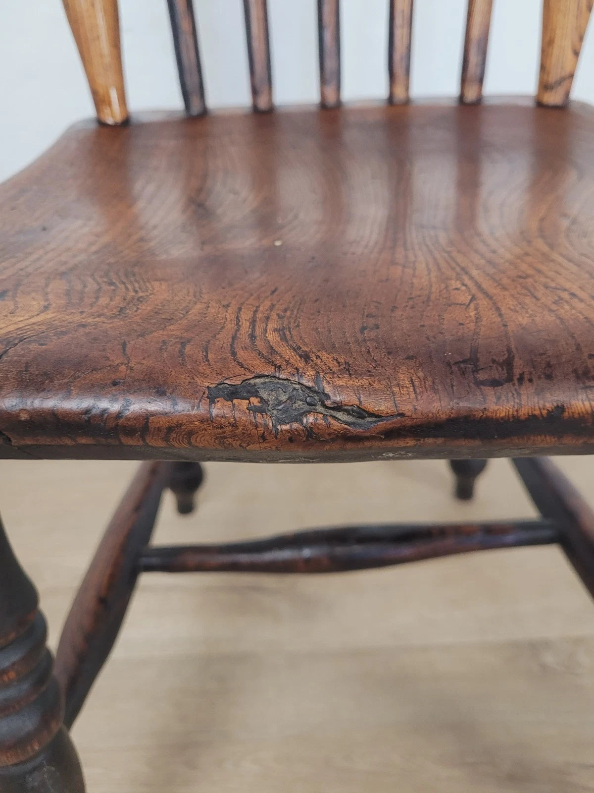 Elm Victorian Kitchen Chair Country Spindle Back Antique Postage Available